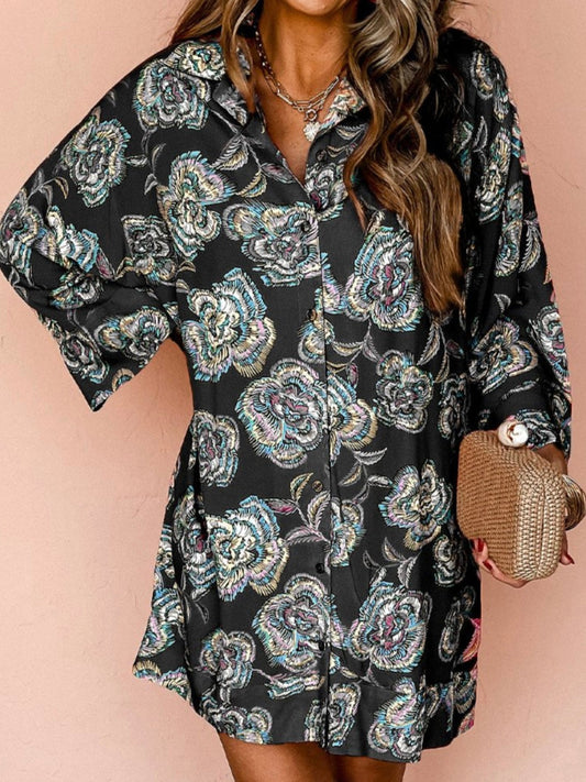 The black mandarin shirt dress