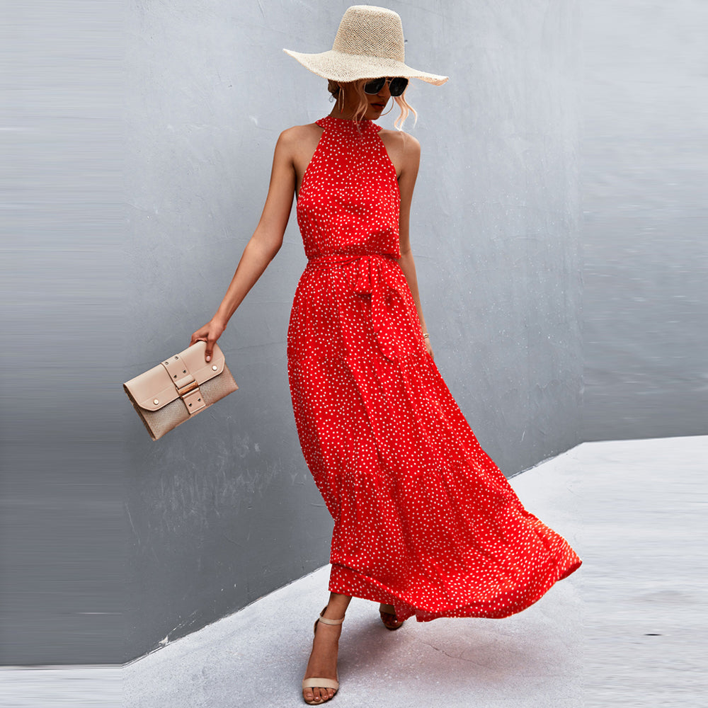 Kehlani - Stylish sleeveless summer dress with polka dot pattern