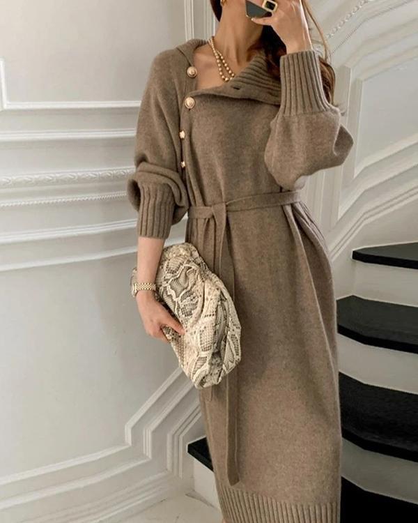 LP | Vintage knit dress with high neckline