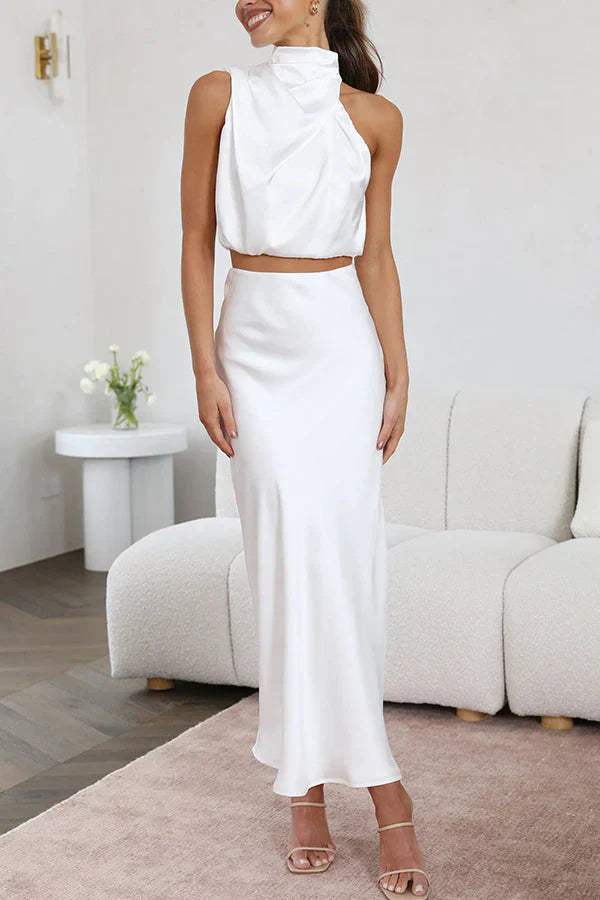 Elegant women's set with top and long skirt