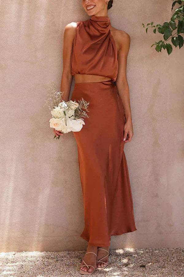 Elegant women's set with top and long skirt