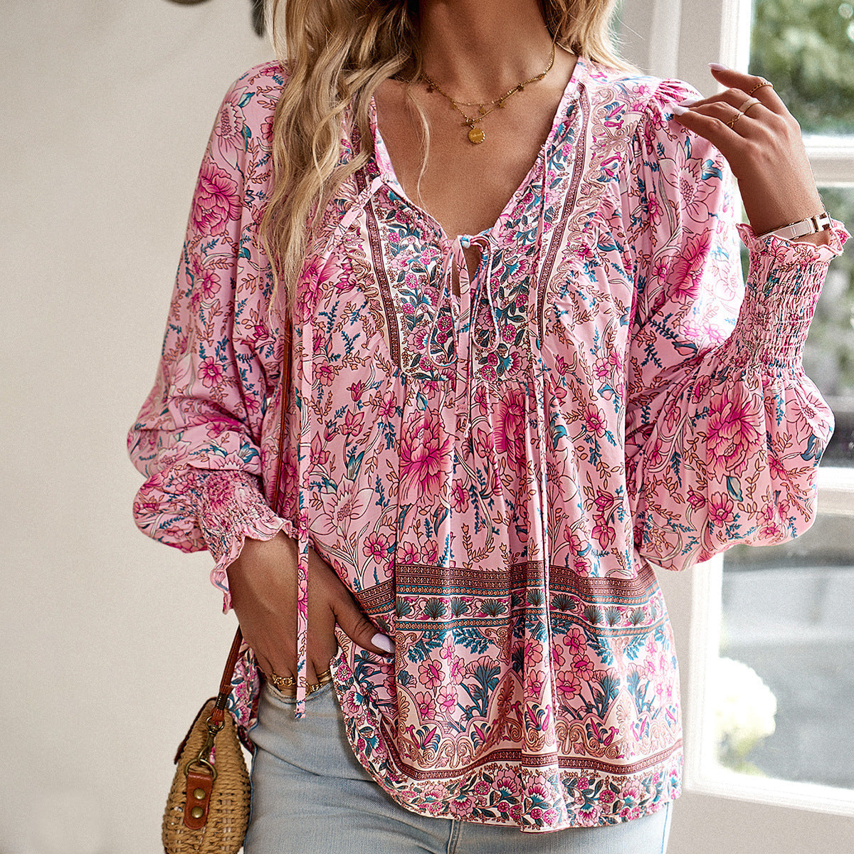 Elara - Boho floral blouse