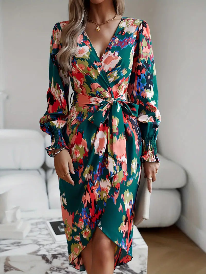 Mc | All-over print wrap dress.