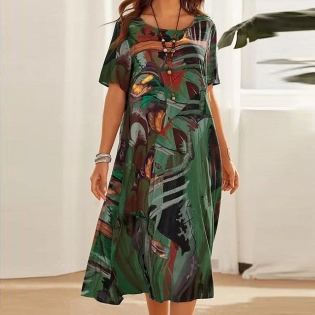 Summery midi dress with modern print