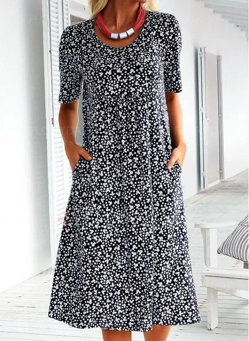 LP | Alexandra - casual floral dress for women with U-neckline