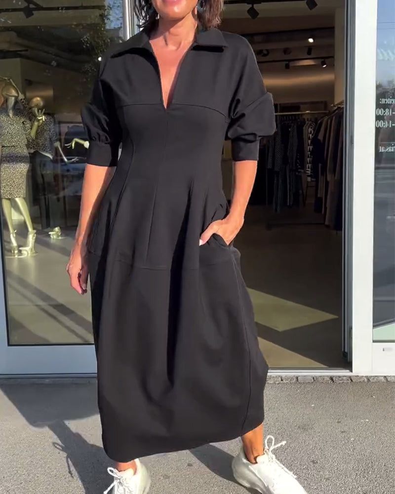 LD Minimalist midi dress with a structured and modern style