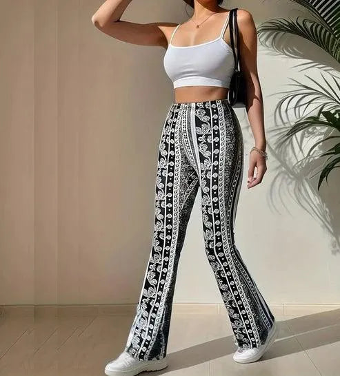 Cara | Flare Broeken - Trendy Prints - Flatterende Pasvorm, Comfortabele Stof