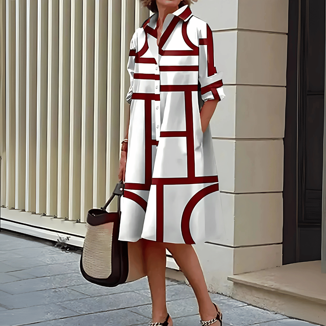 LD | shirt dress with geometric print for ladies