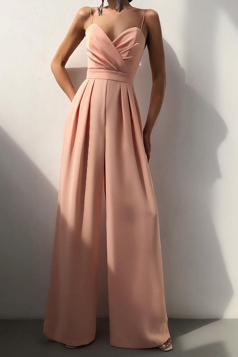 LD Fashion casual solid patchwork V-neck loose jumpsuits (6 colors)