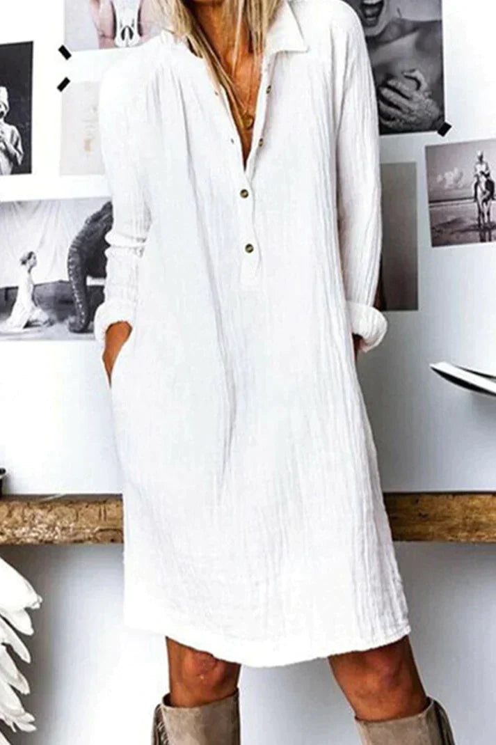 Liana - Casual dresses with turn-down collar and buckle fastening