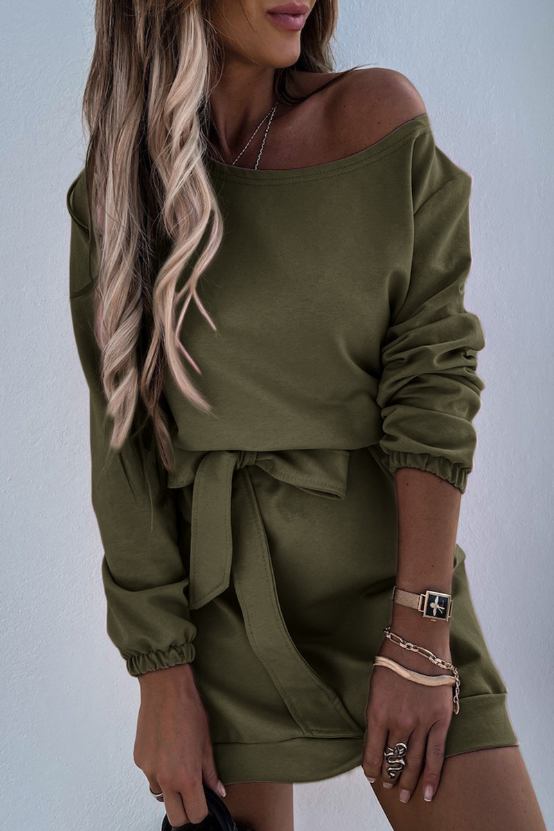 LP | Casual and simple patchwork dresses with straps, slit neck and pencil skirt