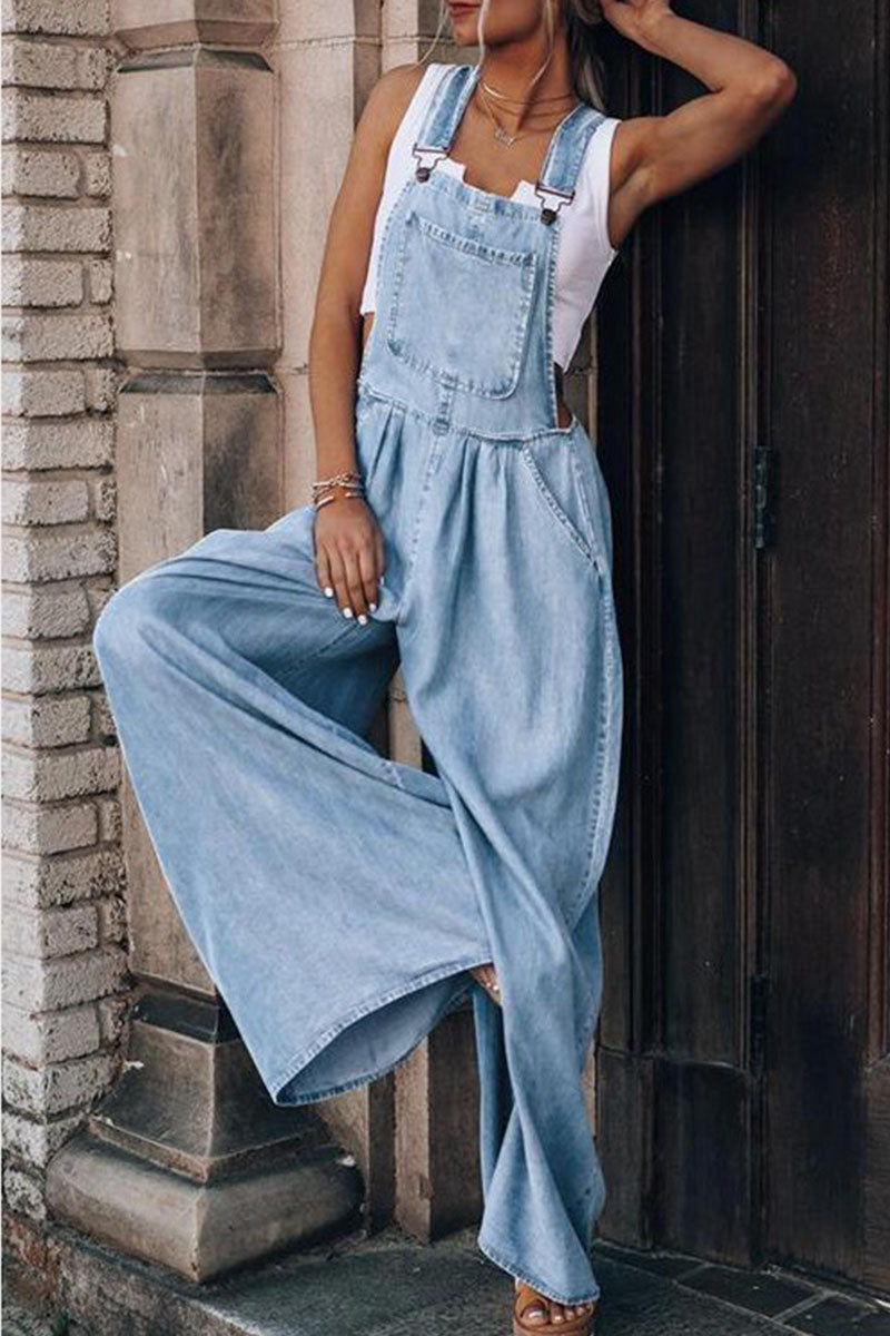 Fashion casual sturdy bag spaghetti strap loose jumpsuits (4 colors)