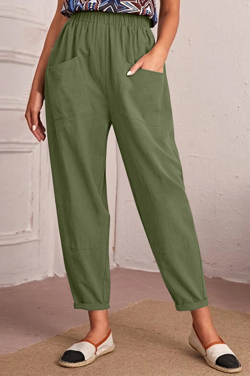 Casual Solid Patchwork Harlan Mid Waist Harlan Solid Colour Trousers