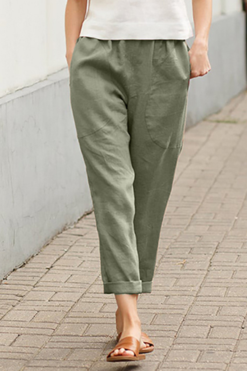 Casual Mid Waist solid-color pants (7 colors)