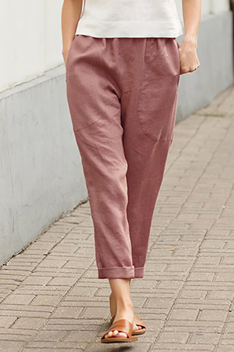 Casual Mid Waist solid-color pants (7 colors)