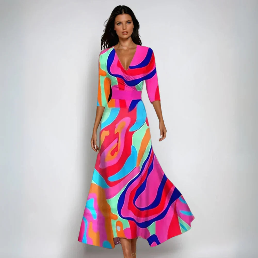 Jano��� | Maxi abito a portafoglio elegante con fiori