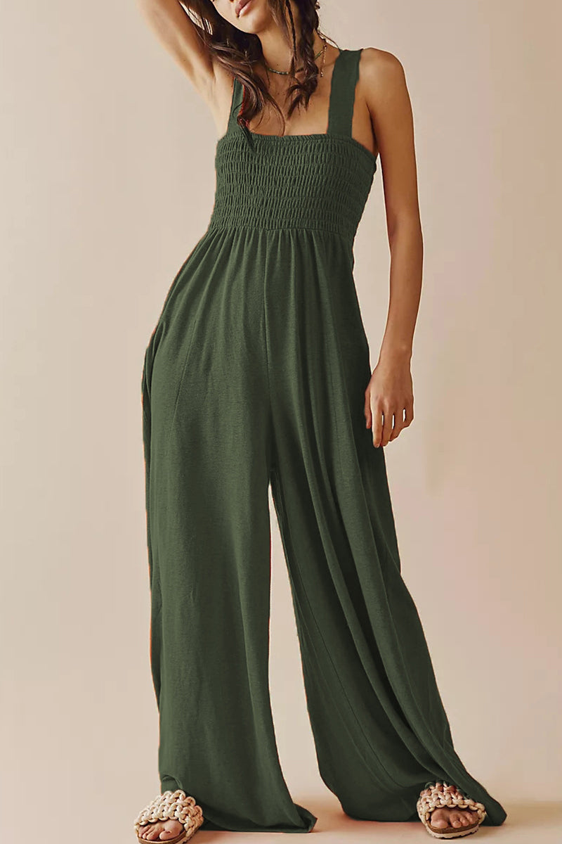 Simplicity Solid Bag Loose Jumpsuits