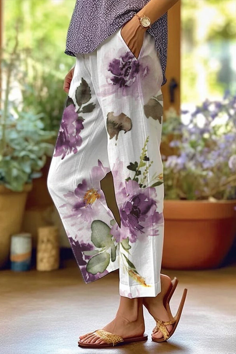 LD Floral Patchwork Loose Mid Waist Straight Full Print Swimsuits (6 Colors)