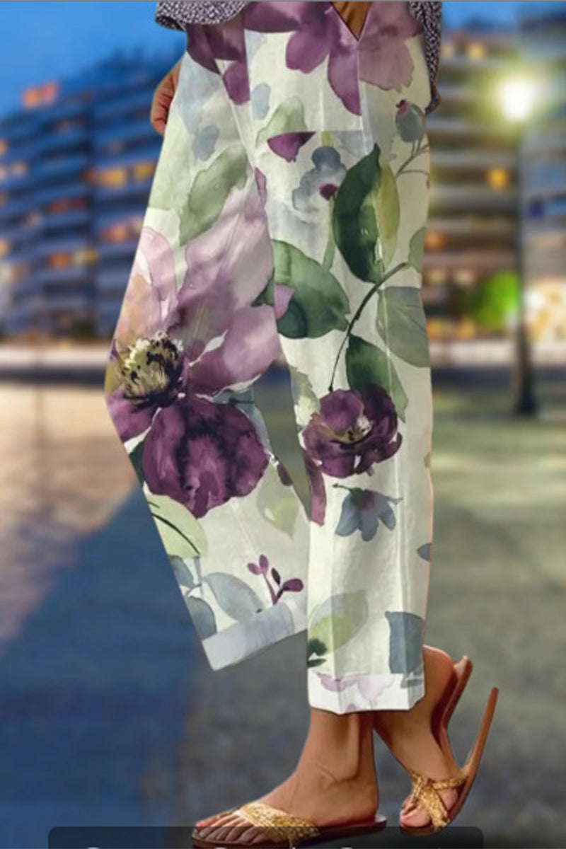 LD Floral Patchwork Loose Mid Waist Straight Full Print Swimsuits (6 Colors)