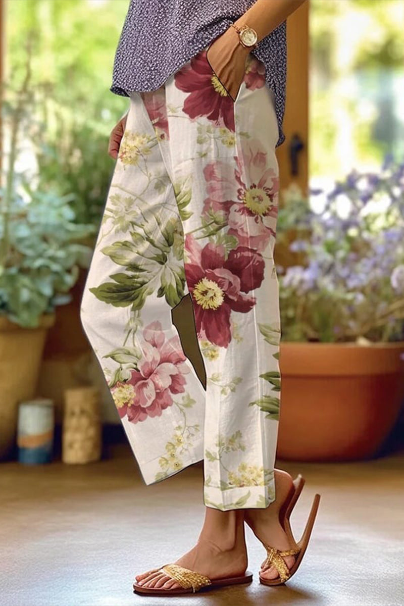 LD Floral Patchwork Loose Mid Waist Straight Full Print Swimsuits (6 Colors)