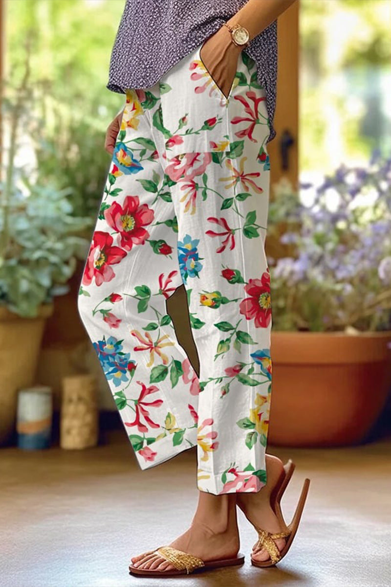 LD Floral Patchwork Loose Mid Waist Straight Full Print Swimsuits (6 Colors)