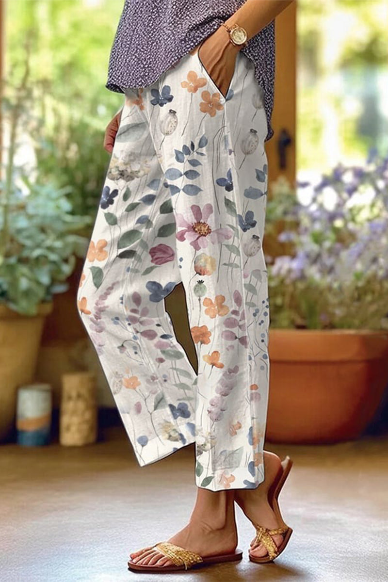 LD Floral Patchwork Loose Mid Waist Straight Full Print Swimsuits (6 Colors)