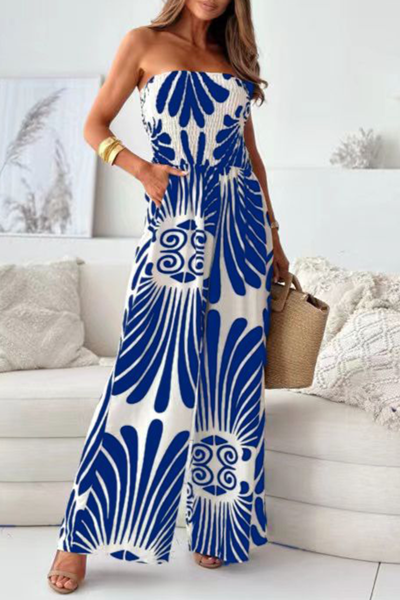 Casual Street striped pocket contrast strapless jumpsuits (4 colors)