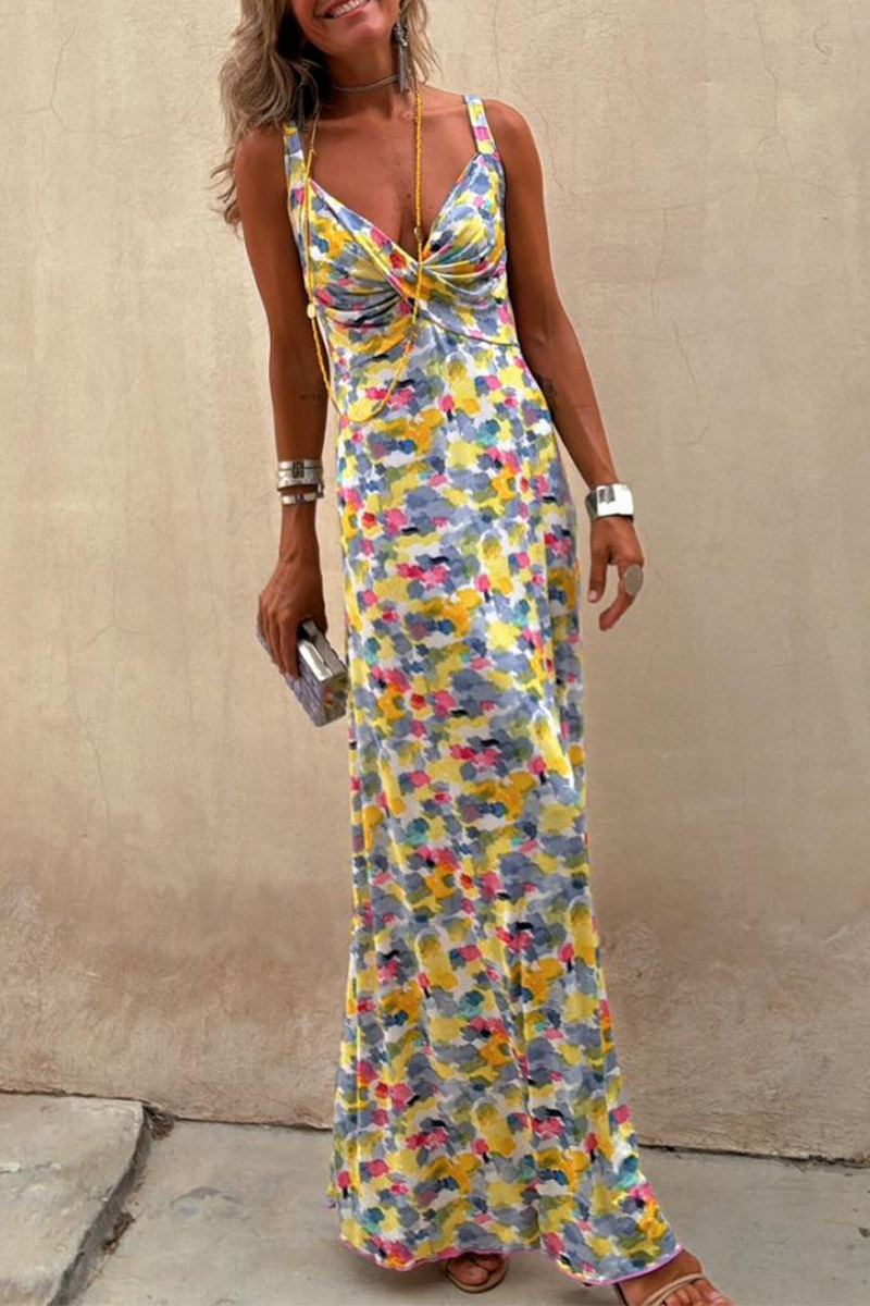 LP | Casual single-breasted dresses with geometric print and contrasting V-neckline