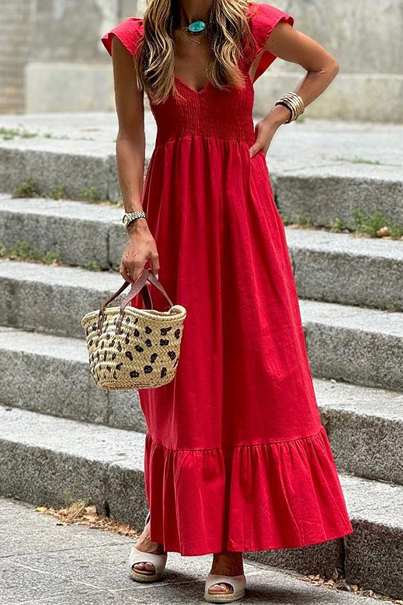 LP | Casual and simple dresses with A-line, ruffles and V-neckline