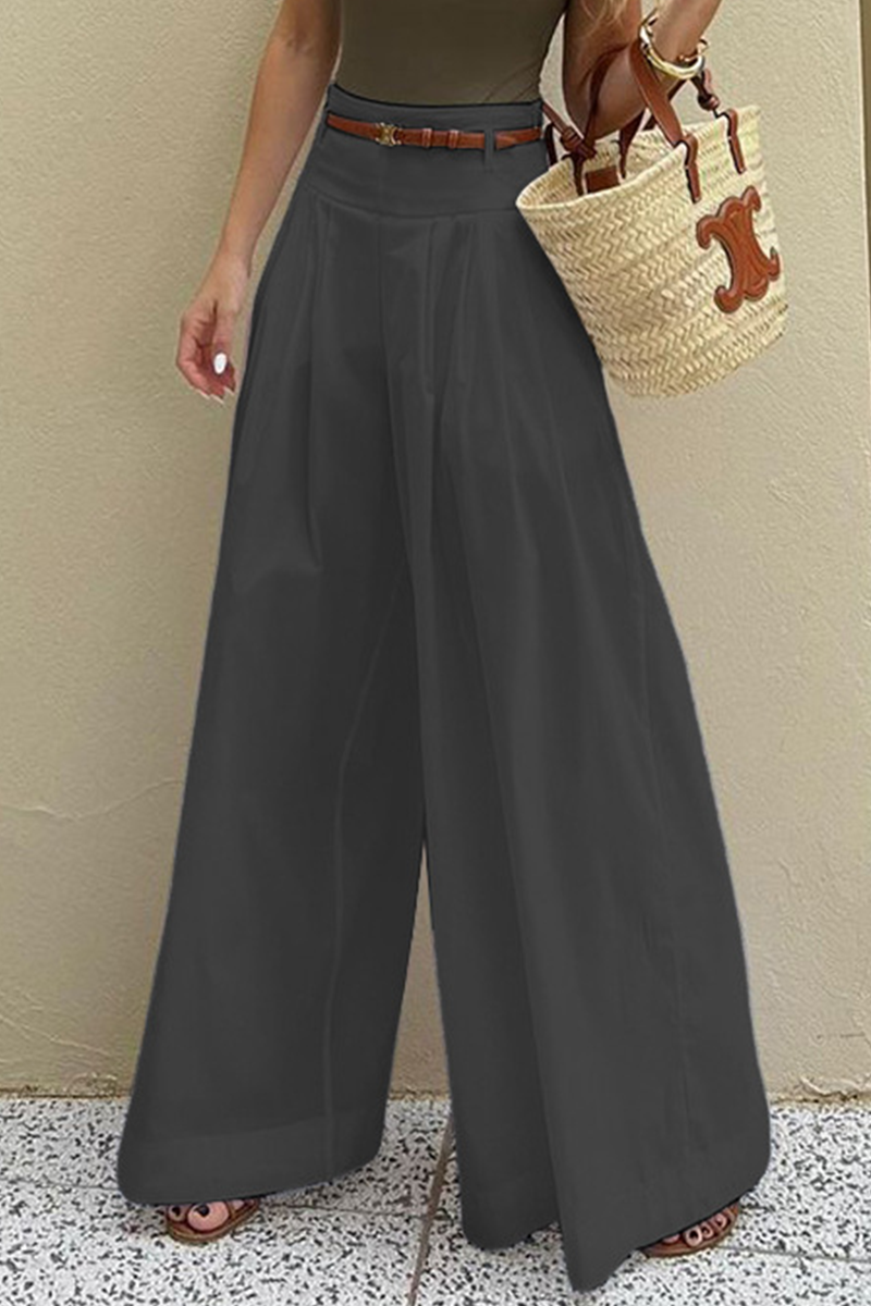 Casual bag-with-strap loose high-waist wide leg pants
