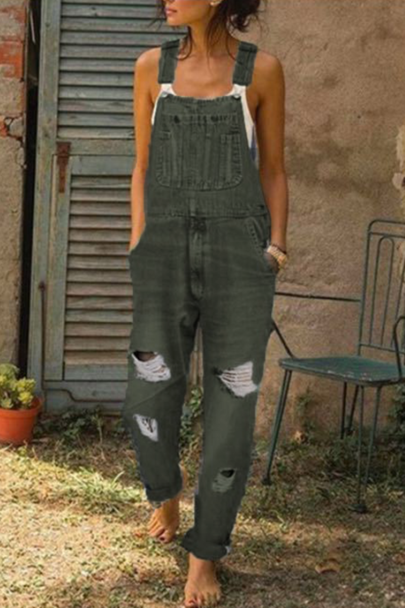 Casual plain ripped Harlan jumpsuits (3 colors)
