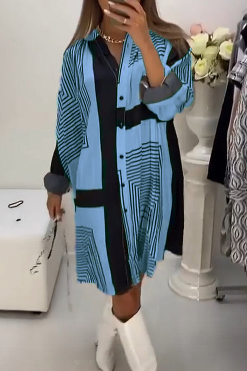 LP | Casual shirt dresses with striped buttons and contrasting V-neck (3 colors)