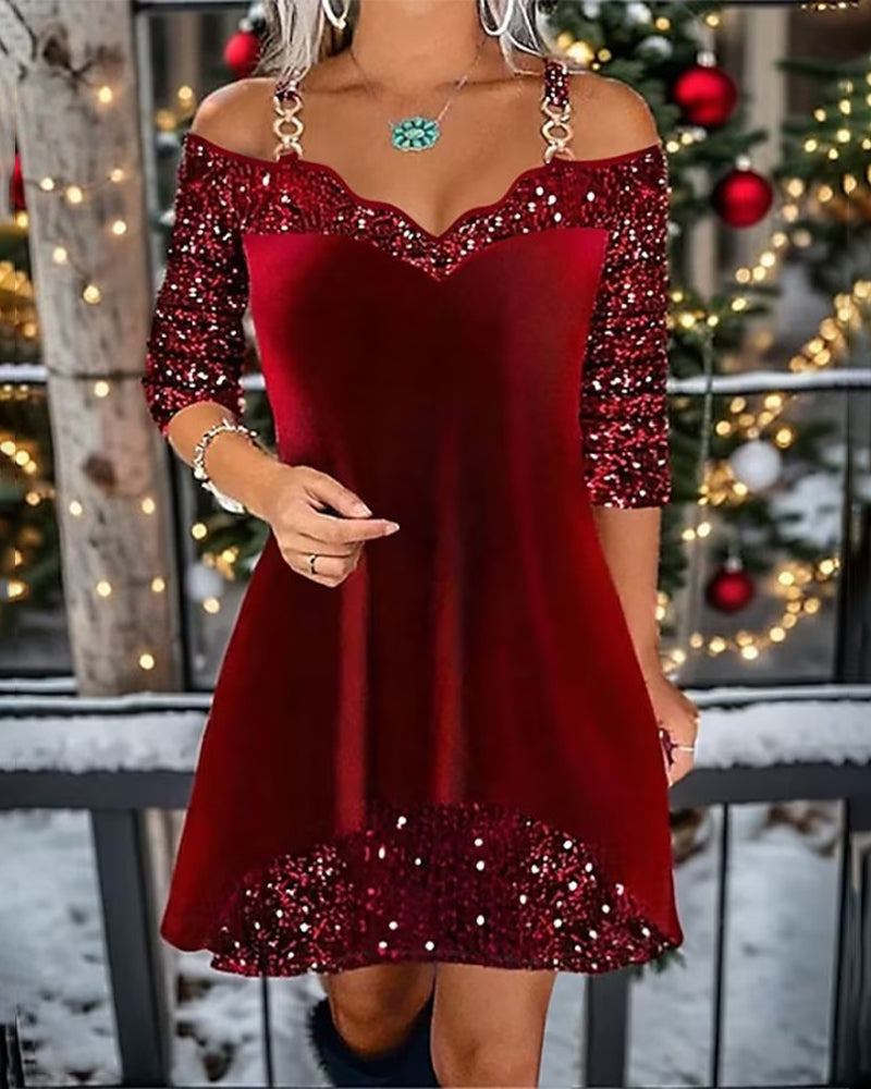 Mc | Off-shoulder dress with sequins