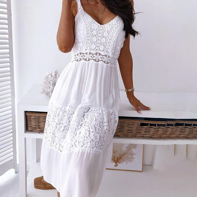Elegant white beach dress