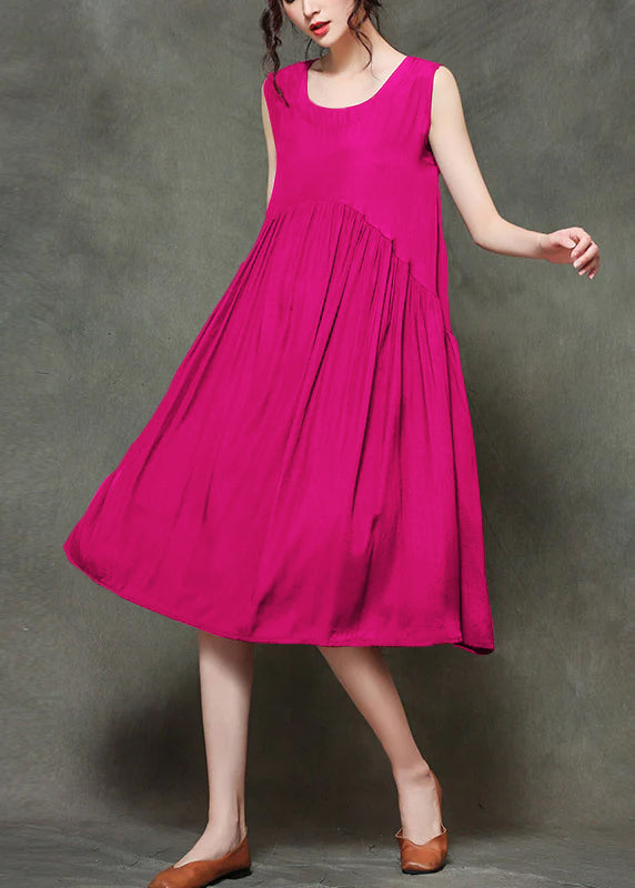 Mitchi - Long sleeveless dresses with round neck and ruffles