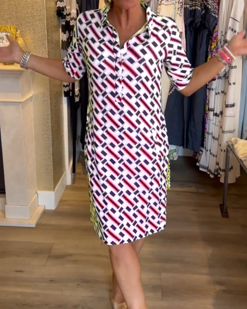 LP | V-neck geometric patterned dress