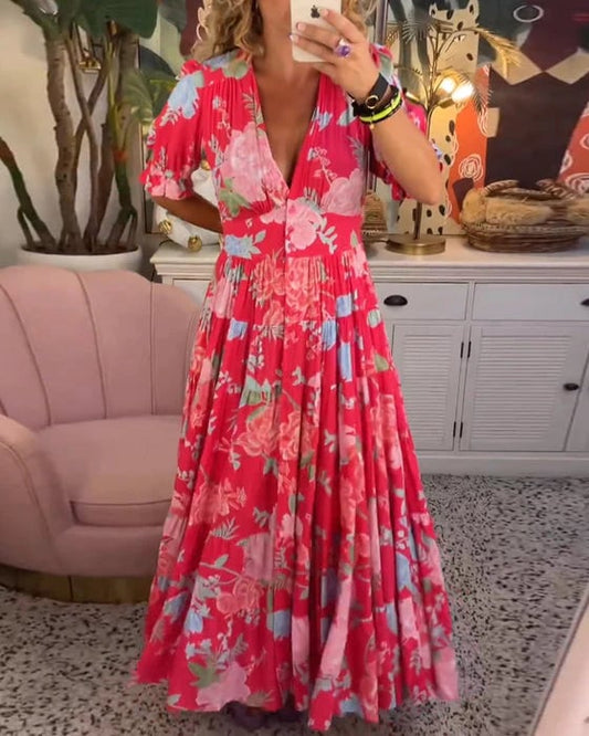 Avah - V-neck floral print dress
