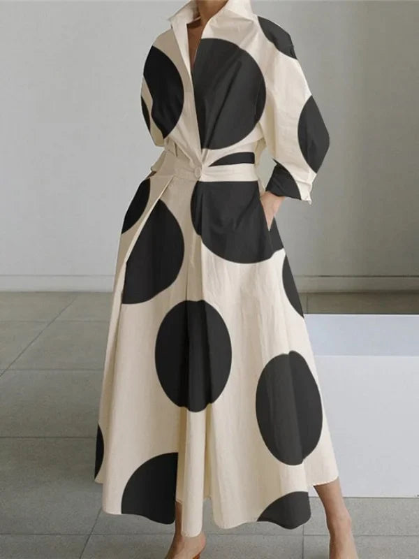 High-waisted maxi dress with print and temperament