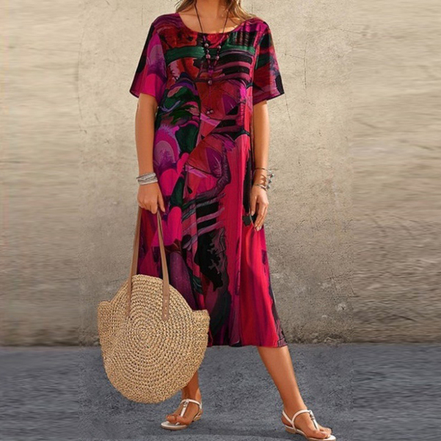 Summery midi dress with modern print