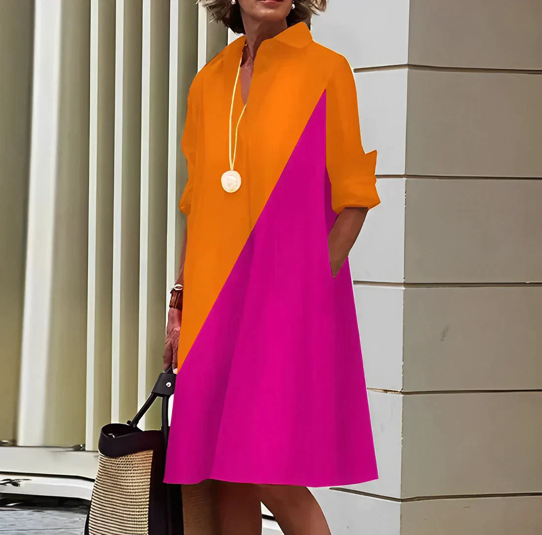 Everly - Fashionable dress with polo neck