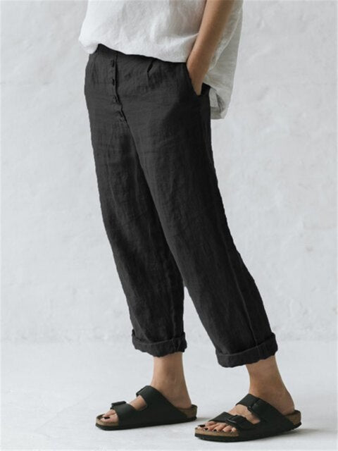 cotton linen pants with pockets