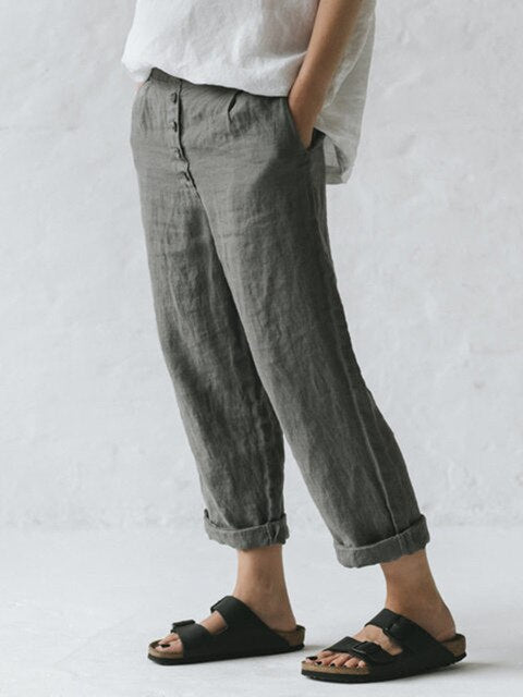 cotton linen pants with pockets