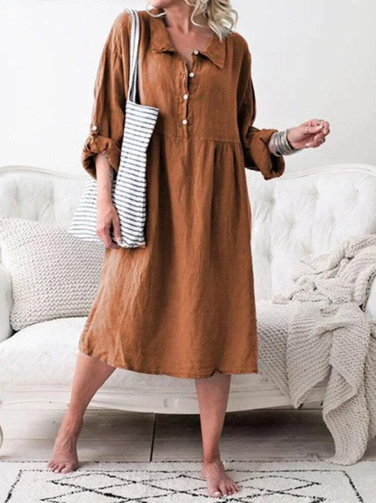 LD Casual dress with buttons and pleated collar