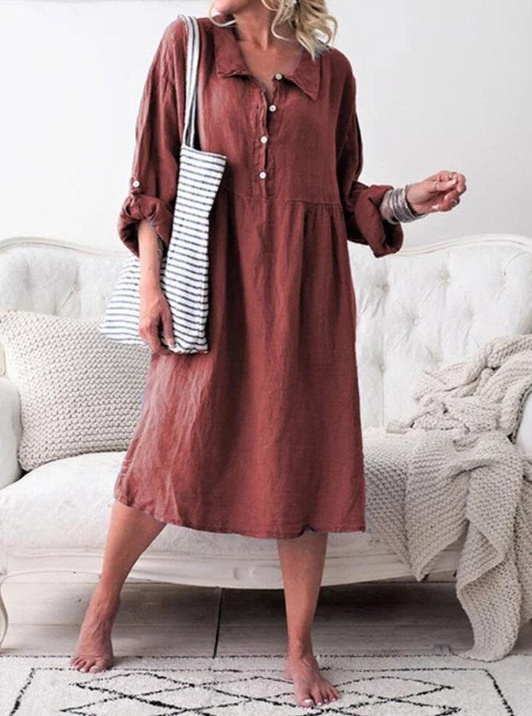 LD Casual dress with buttons and pleated collar