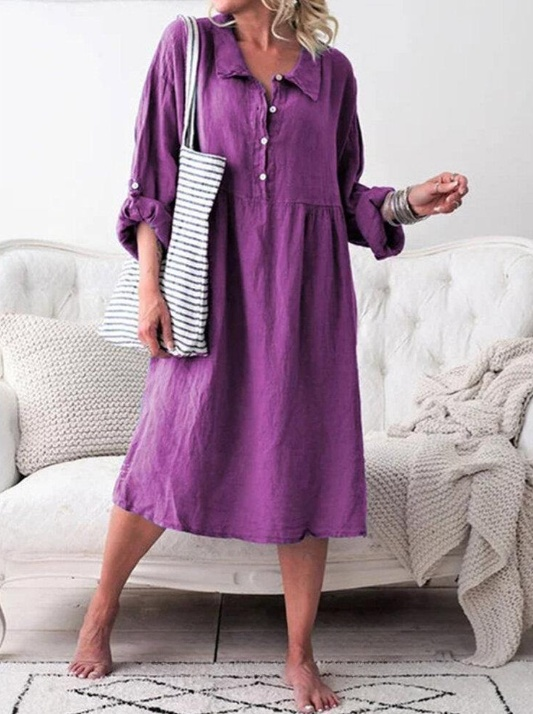 LD Casual dress with buttons and pleated collar