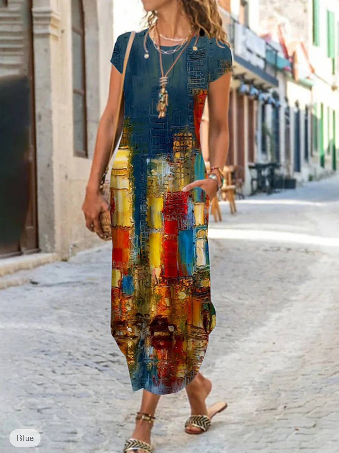 LP | Short-sleeved dress with print