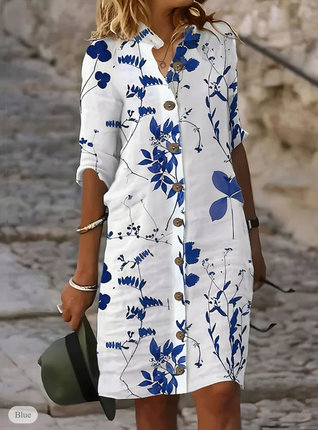 LP | Casual dress with buttons and print