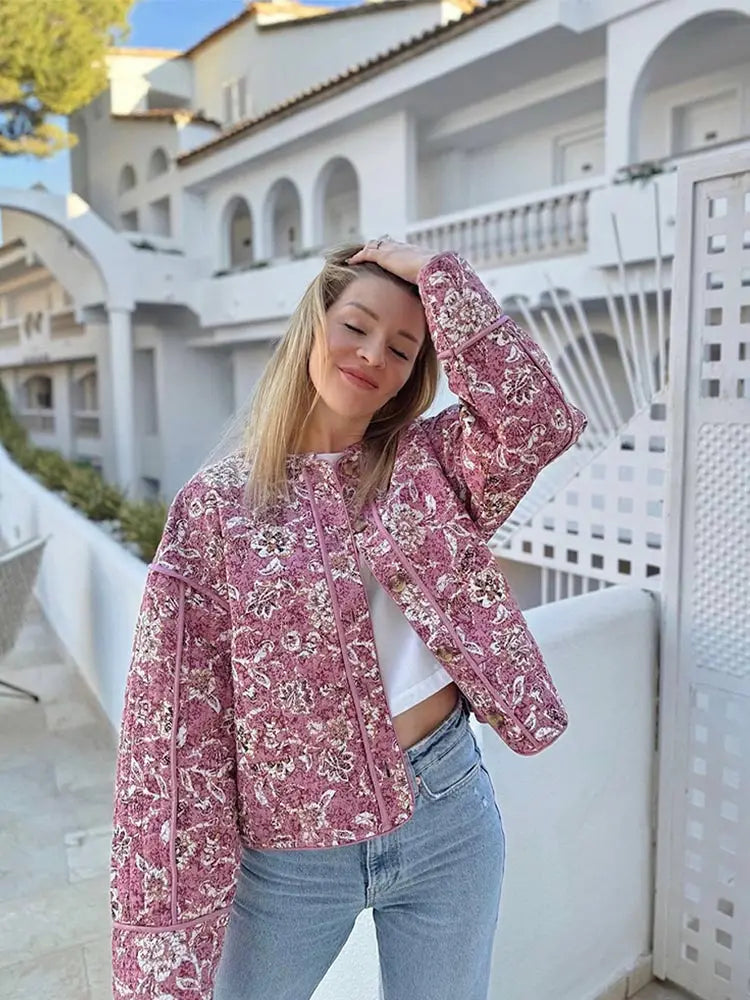 Graciela | Women's Quilted Jacket with Chic Floral Print and Comfort