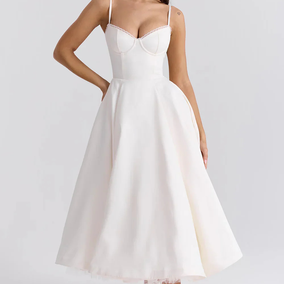 Corset dress with thin straps and slim fit for special occasions