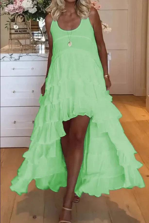 Beautiful women's dress-short-front and long-back with ruffles